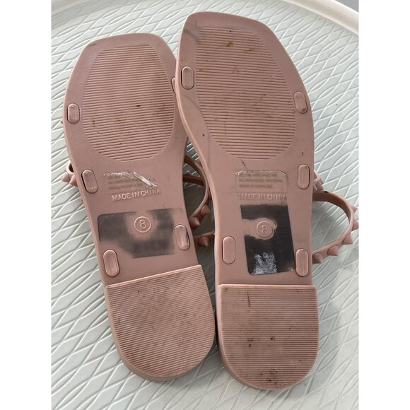 Steve Madden Skyler J Sandals Size 8 Slip On Studded Slides Light Pink Strappy - Picture 5 of 8